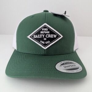 Salty Crew Diamond Legend Trucker Hat Mens Green White Snapback Cap 35035867